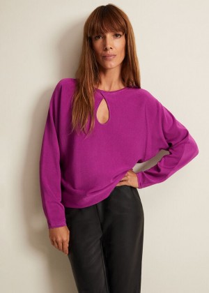 Purple Phase Eight Letina Slinky Keyhole Knitwear | 5218ZMHPG