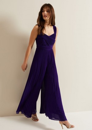 Purple Phase Eight Lucia Pleated Bodice Jumpsuit | 9721DMPRK