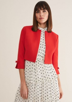 Red Phase Eight Zoele Bow Detail Jackets | 6387JVOFX