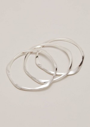 Silver Phase Eight Irregular Bangle Set Jewellery | 8467PLTSQ