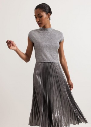 Silver Phase Eight Jayla Metallic Dress | 4357NILEG