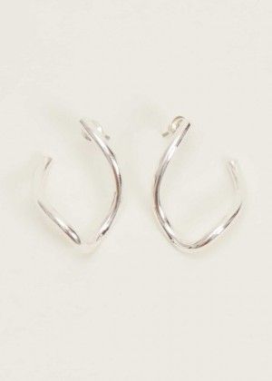 Silver Phase Eight Large Silver Twist Drop Jewellery | 4325BAYXW