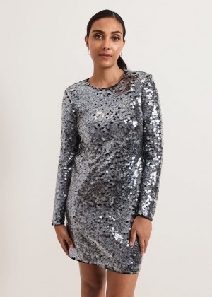 Silver Phase Eight Petite Rhia Silver Sequin Dress | 4530CHWUI