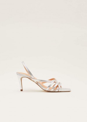 Silver Phase Eight Strappy Sling Back Heels | 0651FTUMN