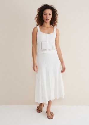 White Phase Eight Clarated Co-Ord Skirts | 8641PSTDU