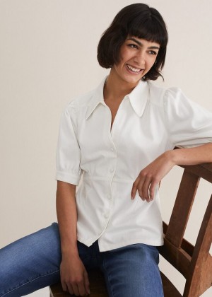 White Phase Eight Cosette Denim Shirts | 4580QMTPR