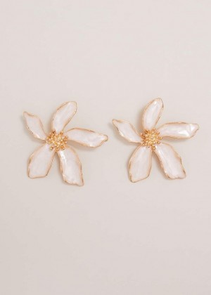 White Phase Eight Enamel Oversized Flower Stud Jewellery | 9250JPGAO