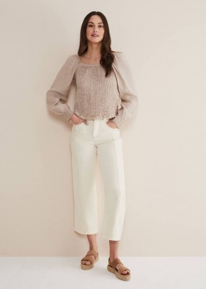 White Phase Eight Fraya Wide Leg Jeans | 7954XYSBM