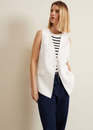 White Phase Eight Inara Longline Jackets | 7915KMSAP