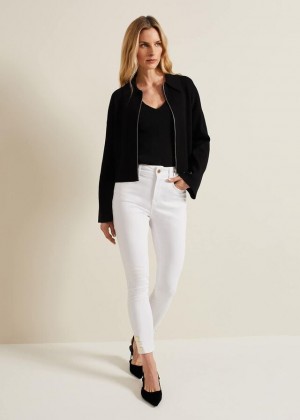 White Phase Eight Joelle Button Detail Skinny Jeans | 0568GDZQC