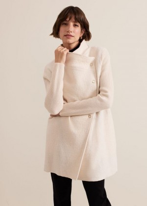 White Phase Eight Lea Popper Coats | 8034PNAHW