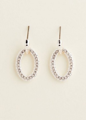 White Phase Eight Oval Stone Drop Jewellery | 0381FOZXI