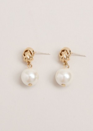 White Phase Eight Pearl And Knot Drop Jewellery | 2694OVUKR