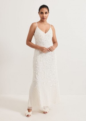 White Phase Eight Petite Alexia Embellished Wedding Dress | 7019LQWFY