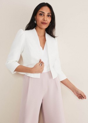 White Phase Eight Petite Isabella Bow Jackets | 9706CGBSL