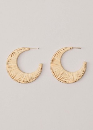 White Phase Eight Raffia Hoop Jewellery | 0851QGHJE