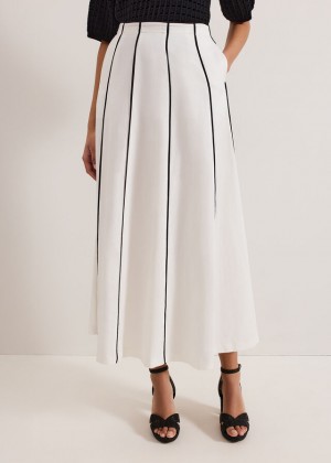 White Phase Eight Rhoden Linen Skirts | 8650DAPYE