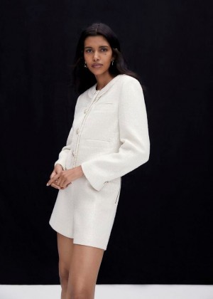 White Phase Eight Ripley Sequin Jackets | 6450IYZVK