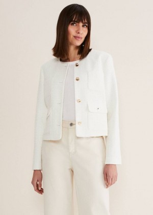 White Phase Eight Ripley Tweed Jackets | 3428GPWAH