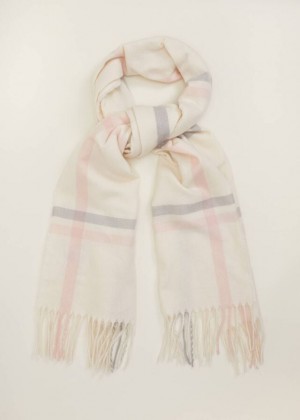 White Phase Eight Sollie Check Scarves | 1794ECHTP