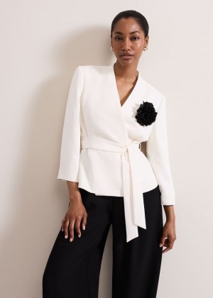 White Phase Eight Sophin Ivory Corsage Jackets | 8702NTUSH