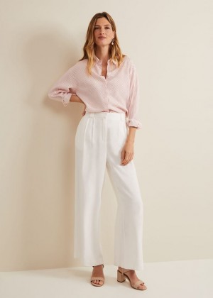 White Phase Eight Tyla Wide Legs Trousers | 9718XAPNO