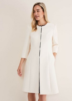 White Phase Eight Venita Bow Long Jackets | 7615FSBZE