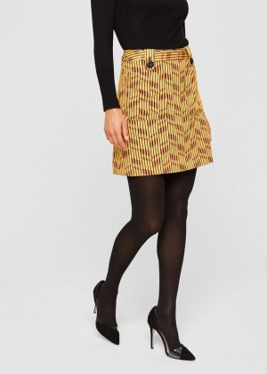 Yellow / Red Phase Eight Doria Textured Skirts | 2347XSMUT