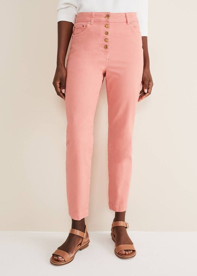 Apricot Phase Eight Karlie Button Through Straight Leg Trousers | 2984ECVWD