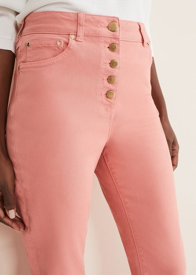 Apricot Phase Eight Karlie Button Through Straight Leg Trousers | 2984ECVWD