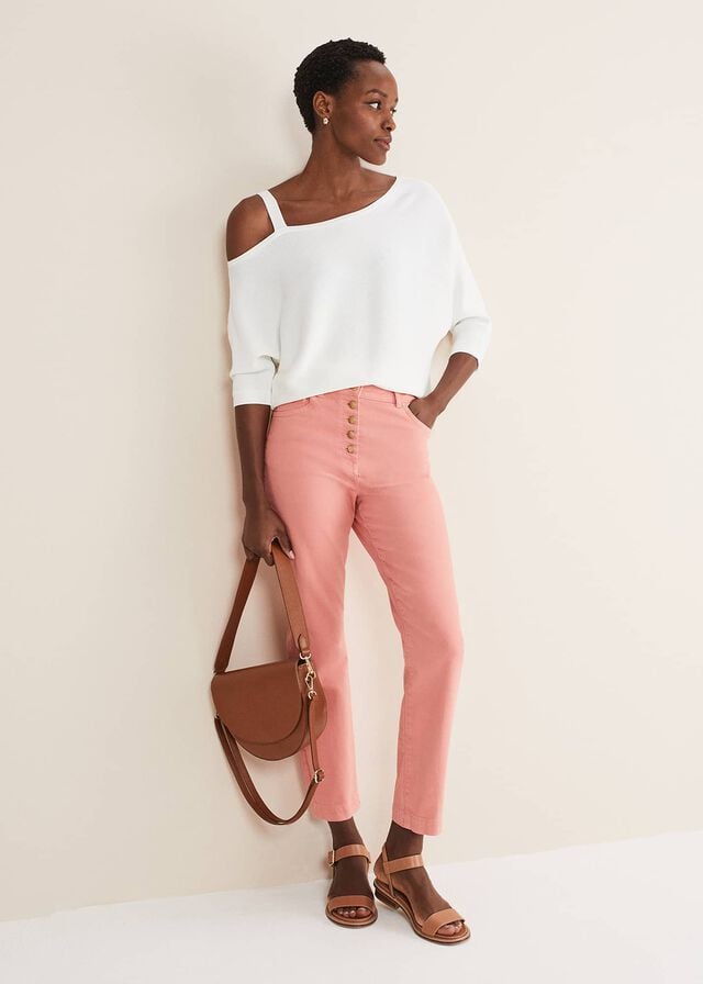 Apricot Phase Eight Karlie Button Through Straight Leg Trousers | 2984ECVWD