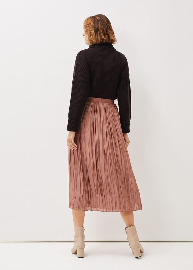 Beige Phase Eight Kate Plisse Skirts | 9680MPORQ