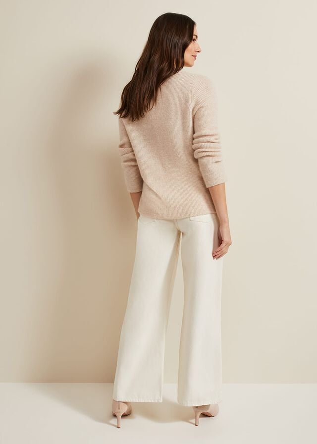 Beige Phase Eight Lorelei Ecru Wide Leg Trousers | 9068HVNXU