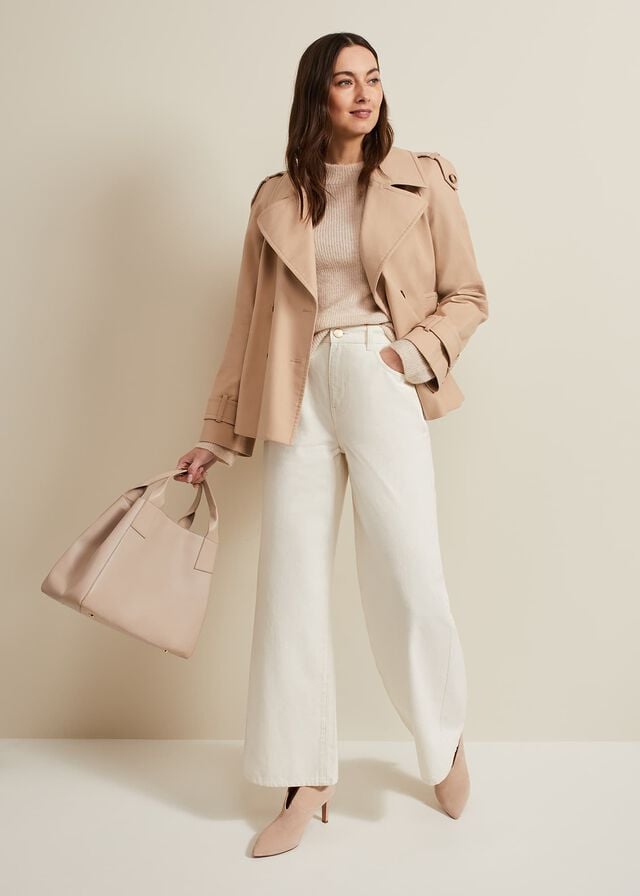 Beige Phase Eight Lorelei Ecru Wide Leg Trousers | 9068HVNXU