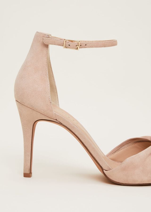 Beige Phase Eight Nude Suede Open Toe Heels | 3249HLZVF