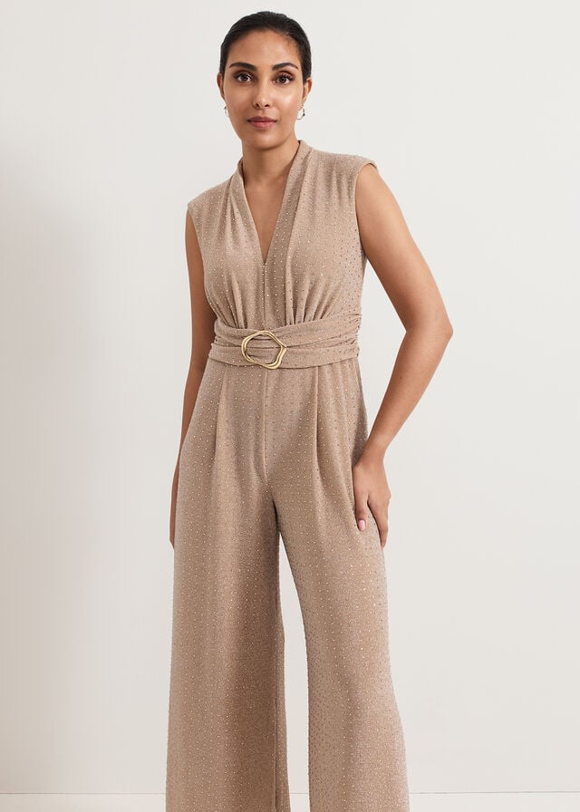 Beige Phase Eight Petite Brea Jumpsuit | 6583UDSWP