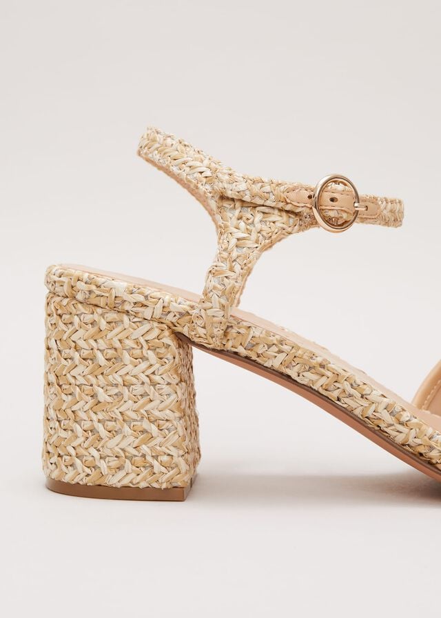 Beige Phase Eight Raffia Block Heels | 6915PBDCU