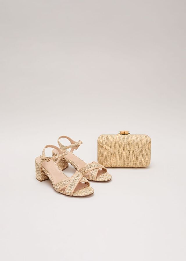 Beige Phase Eight Raffia Block Heels | 6915PBDCU