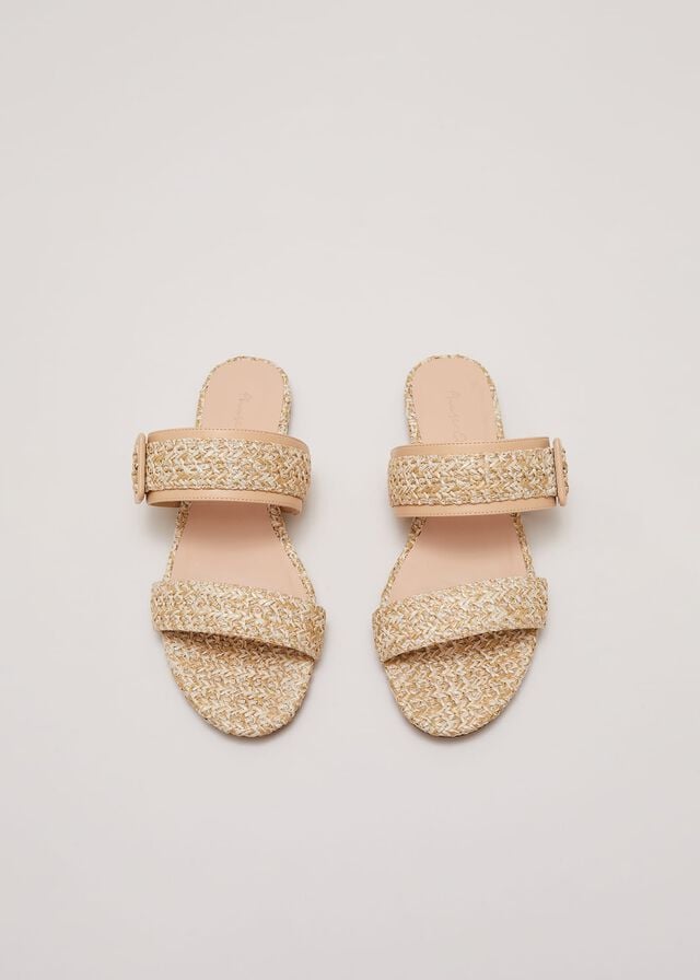 Beige Phase Eight Raffia Flats | 9180UESXN