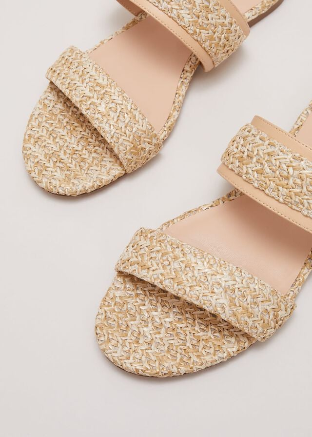 Beige Phase Eight Raffia Flats | 9180UESXN