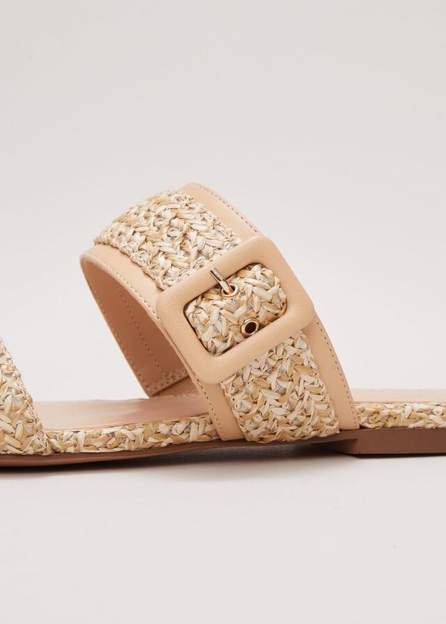 Beige Phase Eight Raffia Flats | 9180UESXN