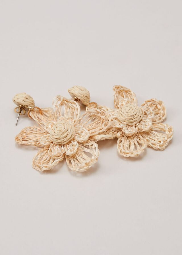 Beige Phase Eight Raffia Oversized Flower Jewellery | 5629VDIJW