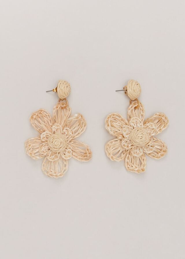 Beige Phase Eight Raffia Oversized Flower Jewellery | 5629VDIJW