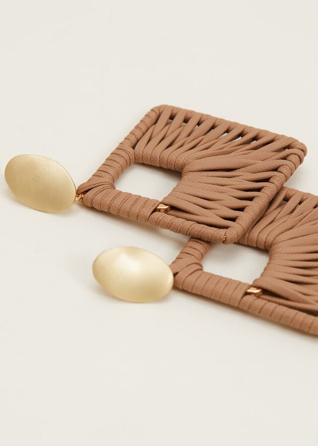 Beige Phase Eight Woven Square Drop Jewellery | 1356FEGOW