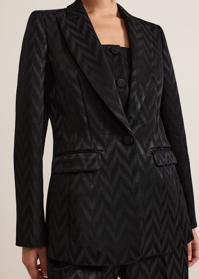 Black Phase Eight Adalynn Fitted Jacquard Jackets | 2549AWRZP