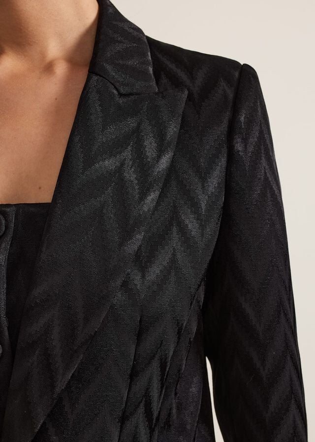 Black Phase Eight Adalynn Fitted Jacquard Jackets | 2549AWRZP