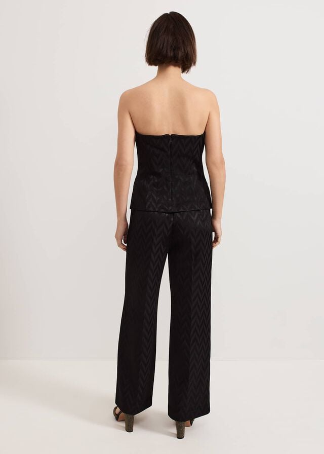 Black Phase Eight Adalynn Jacquard Trousers | 7695KUQTV