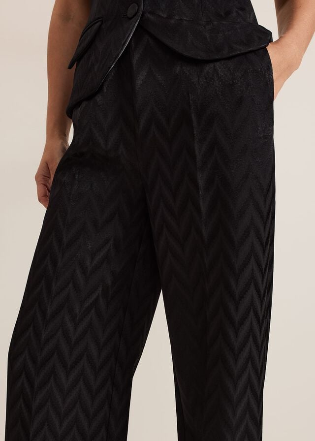 Black Phase Eight Adalynn Jacquard Trousers | 7695KUQTV