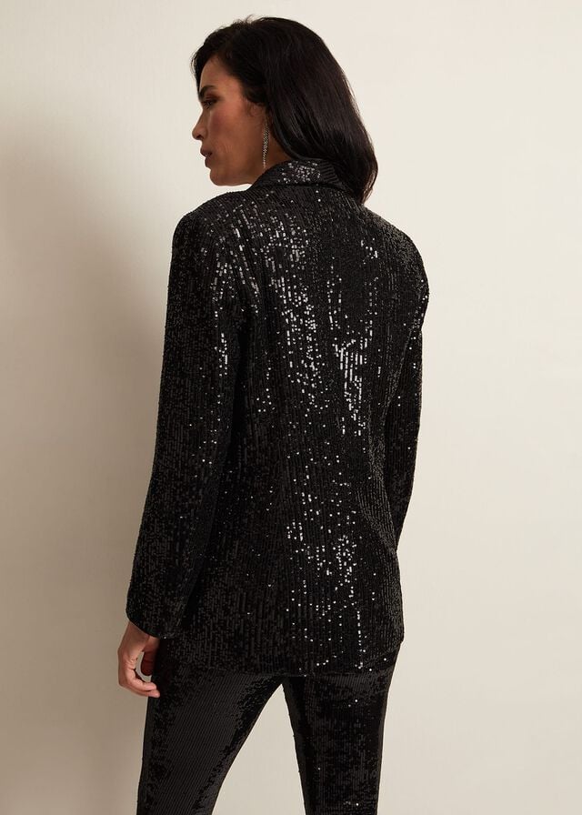 Black Phase Eight Ameera Sequin Soft Jackets | 0249ODQUV