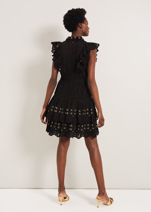 Black Phase Eight Ana Ruffle Dress | 9463PGOBF